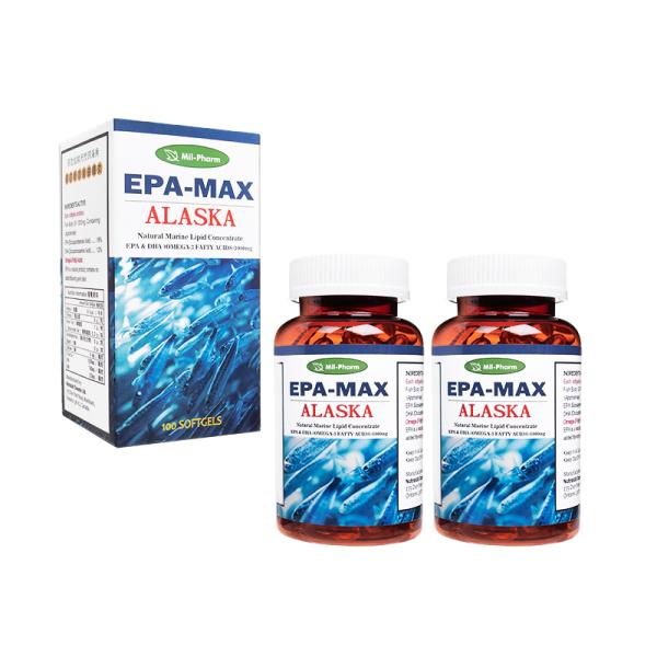 EPAMAXアラスカフィッシュオイル 1000mg 100錠 2本 DHA EPA オメガ3脂肪酸 ...