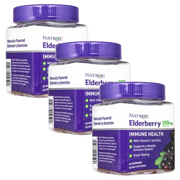 エルダーベリー 100mg 60粒 3本 ナトロール Natrol Elderberry グミタイプ...