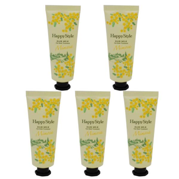 【×5個】菊星 ハッピースタイル ミルクモイスチュア 40g（ミモザの香り）洗い流さないトリートメン...