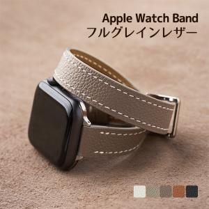 Apple Watch バンド ベルト Series Ultra2 9 8 7 SE 38 40 41 42 44 45 49mm フルグレインレザー 時計ベルト 時計バンド  白ステッチ ロング｜beaute-shop