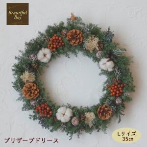 クリスマスリース 玄関 35cm 大きい おしゃれ プリザーブド フラワー リース 北欧 手作り 飾り 壁掛け クリスマス 2026 ハンドメイド CR26-WL02