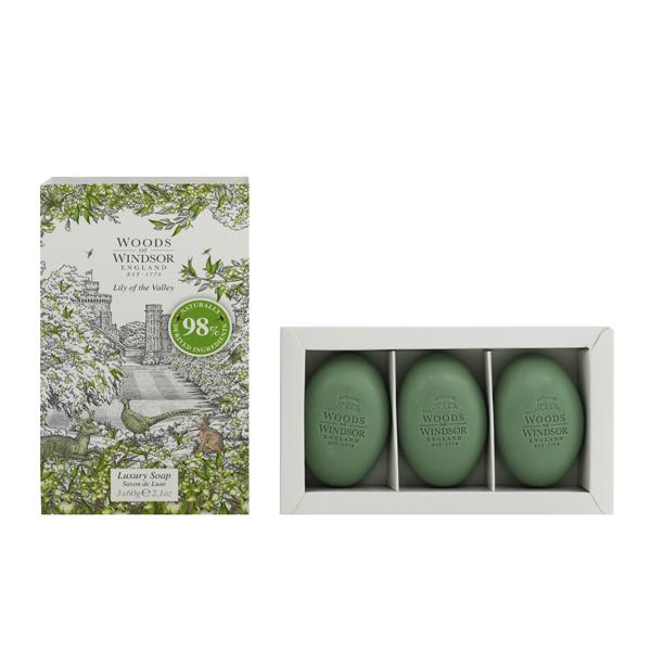 並行輸入品 ウッズ オブ ウィンザー リリーオブザバレー ソープ 60g×3 LILY OF THE...