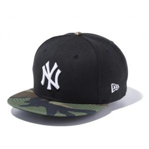 ニューエラ 9FIFTY ニューヨーク・ヤンキース ブラック×ホワイト×ウッドランドカモバイザー 57.7-61.5cmcm #13562089 NEW ERA 未使用｜beautyfiveauc