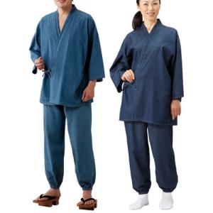 作務衣 デニム作務衣 2色組 男女兼用 和服 和装 紳士 婦人 シニア さむえ 作業着 ホームウェア ルームウェア 50代 60代 70代 春夏　arr　p27835