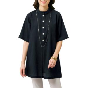 完売　レディース 春夏 日本製 近江ちぢみ涼やかブラウス 全2色 近江縮み 五分袖 スタンドカラーシャツ 婦人服 ミセス シニア 女性 お母さん　fri　p19939