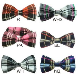 蝶ネクタイ チェック 柄 サテン生地 メンズ レディース