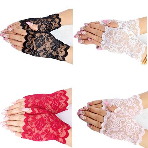 レース 生地 フィンガーレス グローブ　指なし 手袋 レディース 女性  ダンス パーティー イベン...