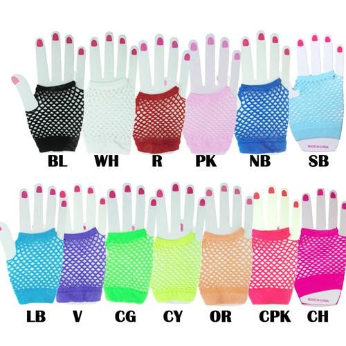 メッシュ　指なし　カラフル ショート 手袋 グローブ 指先なし  ダンス パーティー イベント ハロ...