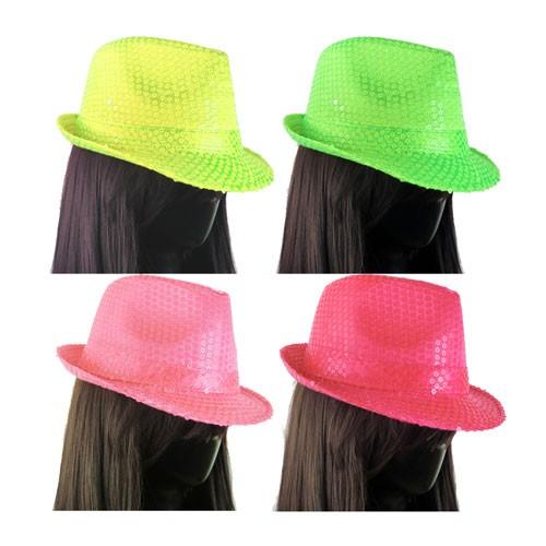 ネオン カラー スパンコール 中折れハット ハット メンズ レディース かわいい 帽子 ダンス パー...
