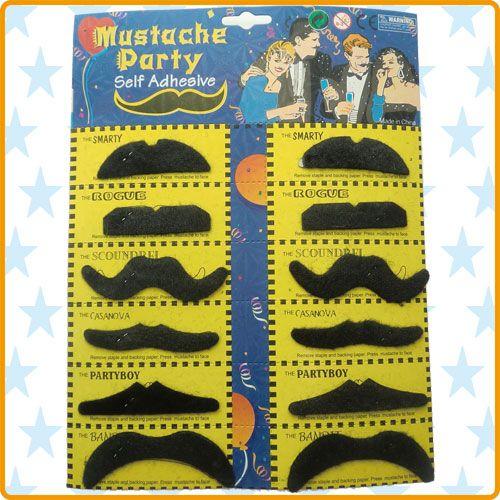 付け髭 12pcs入り つけひげ つけ髭 もじゃもじゃ 黒 マスク コスチューム 仮面 お面 パーテ...