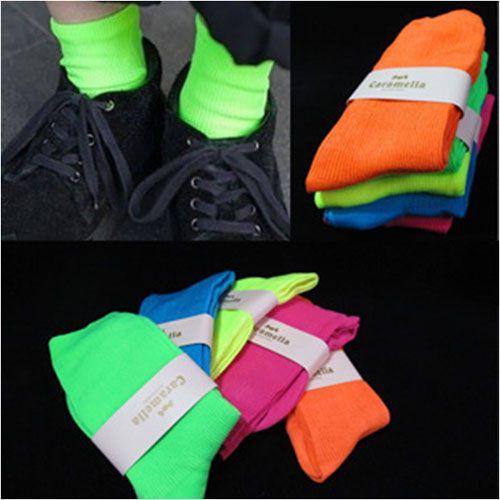 ネオンカラー 靴下 くつ下 くつした 目立つ 蛍光 目立つ ダンス 文化祭 催し物 舞台衣装 余興