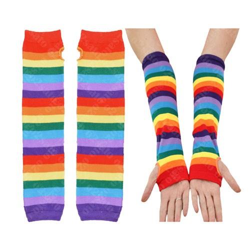 レインボー アーム カバー ロング 手袋 グローブ 親指出し  ダンス パーティー イベント ハロウ...