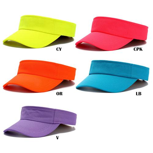 ネオン カラーサンバイザー  マジックテープ 頭周り目安 約 58cm レディース  メンズ 無地 ...