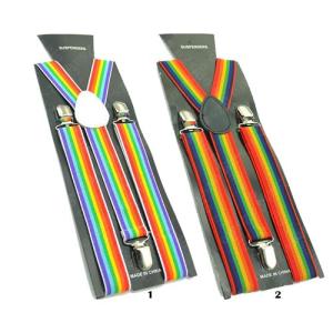 レインボー 柄 サスペンダー 25ｍｍ幅 メンズ レディース