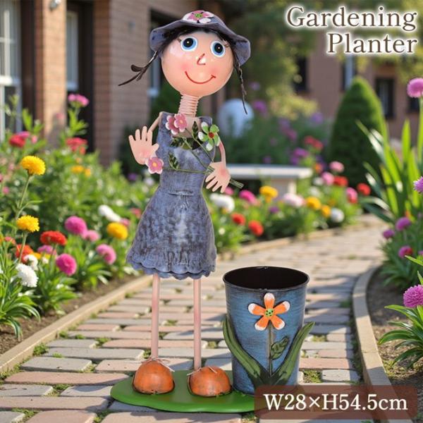 ヨーロピアン ガーデニング オブジェ 花便りの少女 プランターカバー 鉢カバー ガーデニング雑貨 置...
