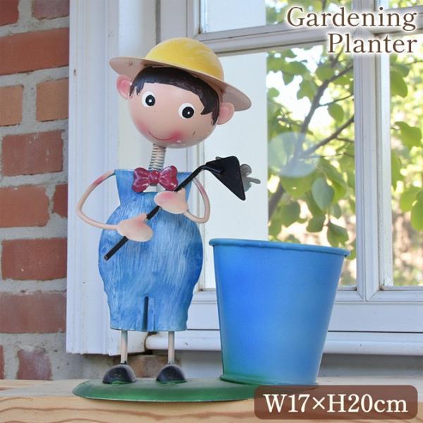 ヨーロピアン ガーデニング オブジェ 庭仕事の少年 プランターカバー 鉢カバー ガーデニング雑貨 置...