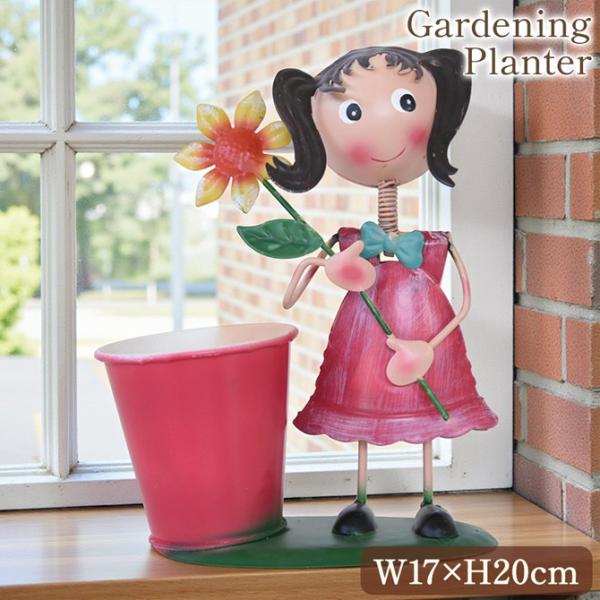 ヨーロピアン ガーデニング オブジェ ツインテール少女 プランターカバー 鉢カバー ガーデニング雑貨...