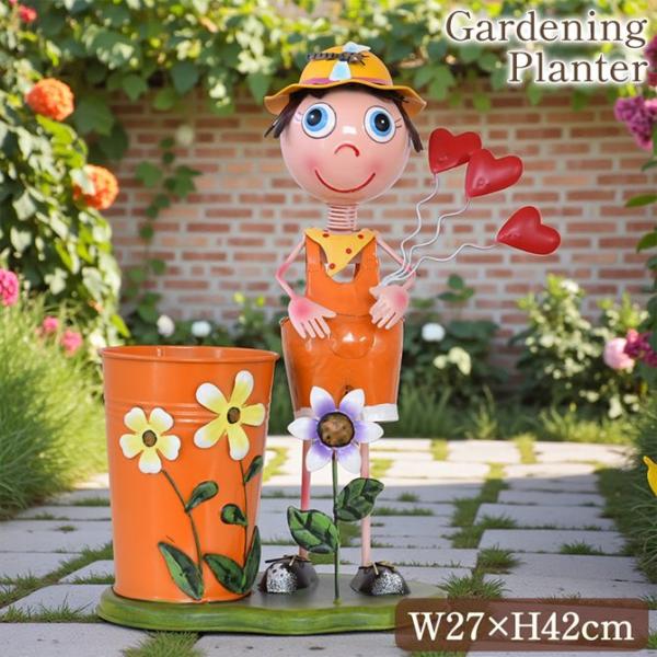 ヨーロピアン ガーデニング オブジェ ハートの少年 プランターカバー 鉢カバー ガーデニング雑貨 置...