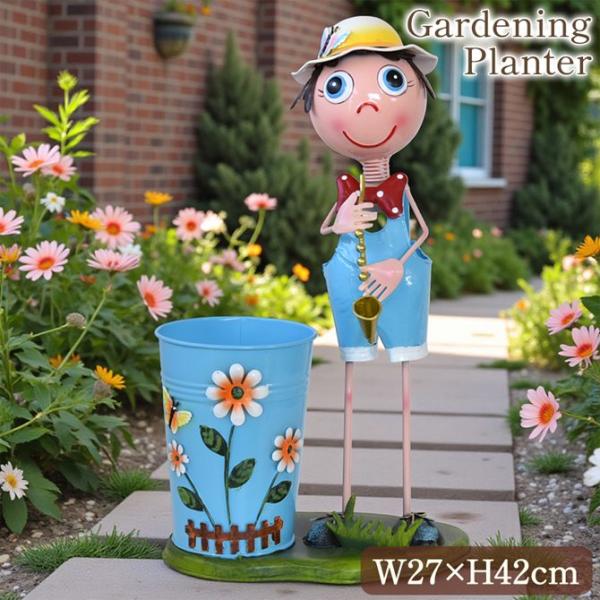 ヨーロピアン ガーデニング オブジェ ラッパの少年 プランターカバー 鉢カバー ガーデニング雑貨 置...