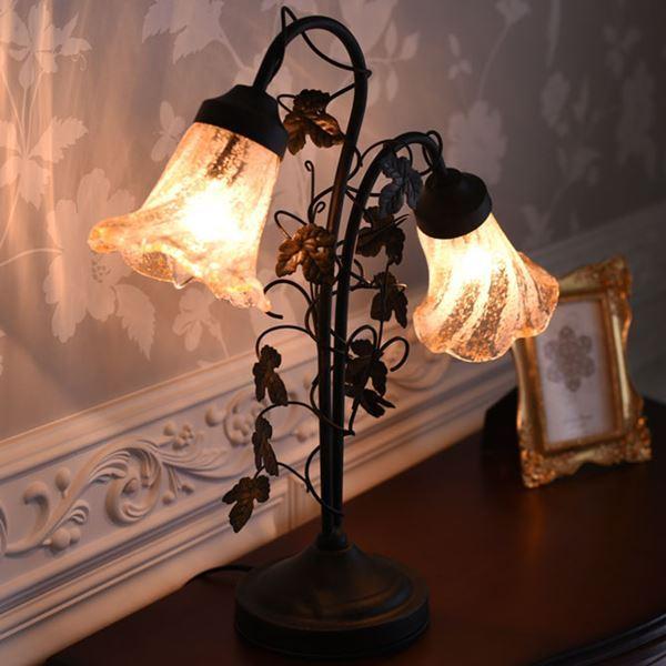 ランプ テーブルランプ おしゃれ ガラスシェード 調光 タッチセンサー アンティーク タッチ テーブ...