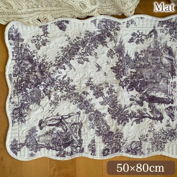 マット 50×80cm 敷物 長方形 布製 アンティーク調 インテリア雑貨 Toiledejouy ...