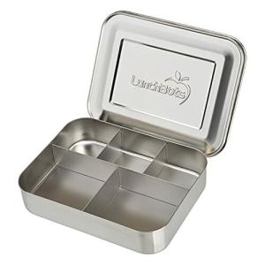 LunchBots Cinco Bento 大型ステンレスフードコンテナ - 5つのセクションデザインがバランスのとれたさまざまな種
