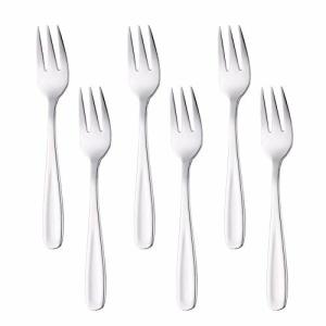 Buyit デザートフォーク ケーキフォーク 6本セット 質感良い 18-10ステンレス鋼製 鏡面仕上げ 食洗器対応 全長13.