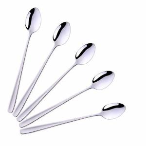 Buyit パフェスプーン ロングスプーン かき氷スプーン 5本組 20cm 18-10ステンレス製 鏡面仕上げ 食洗機対応 4色選