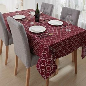 Deconovo テーブルクロス モロッコ 撥水 北欧 おしゃれ 滑り止め レッド 140cmx180cm