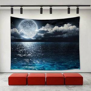 Dorasu タペストリー 壁掛け おしゃれ 大判 夜景 海 星空 満月の夜空 月 北欧 ファブリック装飾用品 装飾壁掛け