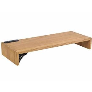 KIRIGEN 総桐 机上ラック pc台 机上 卓上 棚 デスク 上置棚 幅390mm コンセント付き 収納 机上台 木製 完成品 モニ