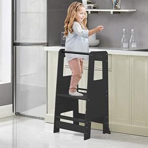 QINNKJIA 踏み台 子供用 木製 ステップ台 2段 脚立 階段調整可能 子ども 幼児 キッズステップ