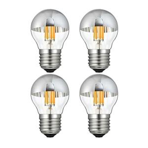 KY LEE LED 半分クローム 電球 E26口金 6W 白熱電球60W形相当 電球色 2700K G45 フィラメント電球 シャンデリア形 クリ