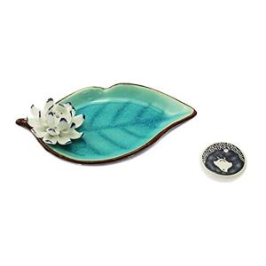 Speed mao おしゃれな お香 スティックホルダー 香炉 葉っぱ型 アロマスタンド BLUE