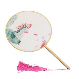 猫仙人 団扇 扇子 中国風 丸形 片面貼り 半透明 踊り扇子 伝統柄 花竹柄 大きい 鳥 宮廷 中華風 古典 伝統柄 古