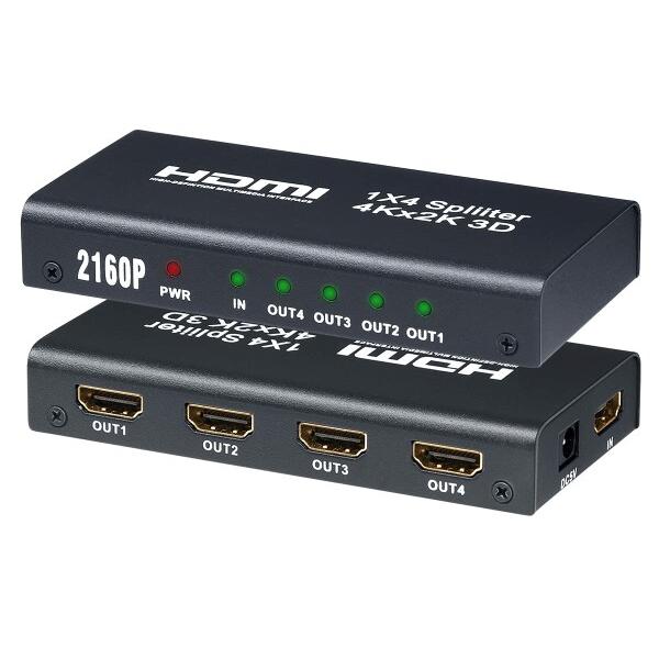 ELEVIEW HDMI 分配器 スプリッター 1入力 4出力 同時出力 4K/3D/HDCP1.4...
