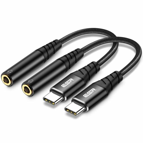 ESR USB Type-C to 3.5 mm メスイヤホンジャックアダプター USB-C to ...