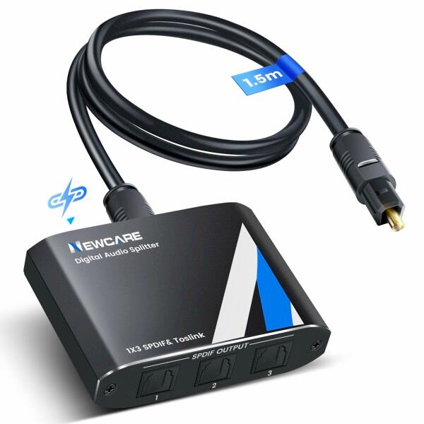 NEWCARE SPDIF/TosLink 光デジタル 分配器 1入力3出力 光ケーブル 分配器 L...