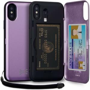 TORU CX PRO II iPhone Xs ケース カード 紫の収納背面 3枚 カード入れ カバ― ミラー付き (アイフォンXs/｜beck-shop