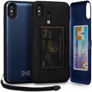 TORU CX PRO iPhone Xs Max ケース カード ブルー 収納背面 3枚 カード入れ カバ― (ライトニング アダプ｜beck-shop