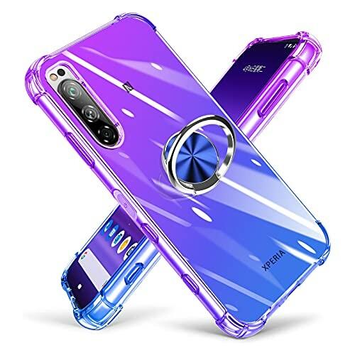 Sony Xperia 5 用 ケース リング クリア TPU 耐衝撃ケース 透明 車載ホルダー ス...