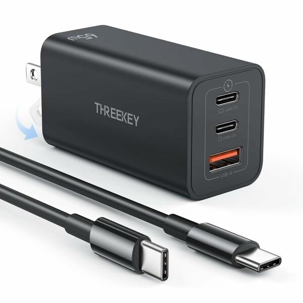 THREEKEY 65W 充電器 PD3.0 急速充電サポート USB C USB-A 3ポート搭載...