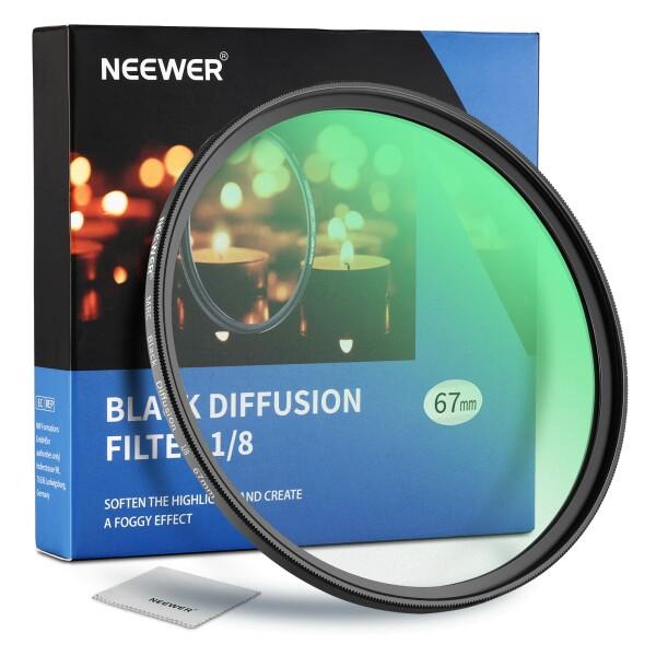 NEEWER 67mm ブラック拡散 1/8 フィルター 夢のような映画効果 超薄型カメラレンズフィ...
