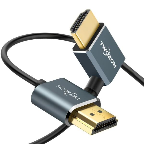 Twozoh HDMI ケーブル L字型 向右 角度 90° 7.5M、超薄型 スリム オス-オス ...