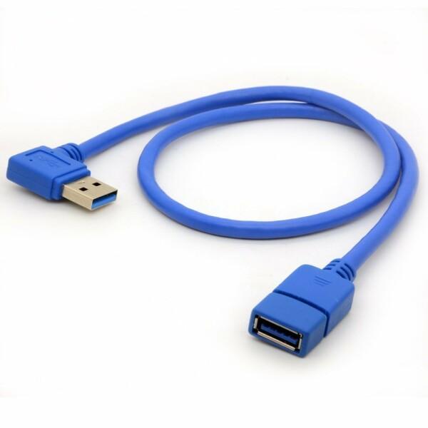 50cm USB 3.0延長ケーブル左角90度アダプタータイプ男性と女性の高速接続超高速5Gbpsデ...