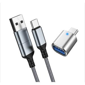 WYMECT USB変換アダプタ+2in1充電ケーブル otgケーブル 充電ケーブル OTG対応 充電ケーブルは1.8M 高速｜beck-shop