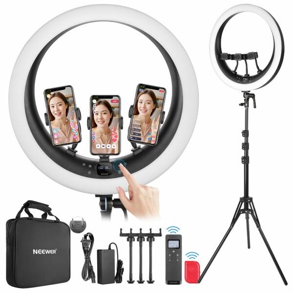 NEEWER 19インチ LEDリングライト 女優ライト タッチパネル 2.4G制御 三脚スタンドと...