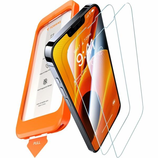 「指滑り超快適・宇宙航空材料」TORRAS iPhone14用 ガラスフィルム iPhone 13P...