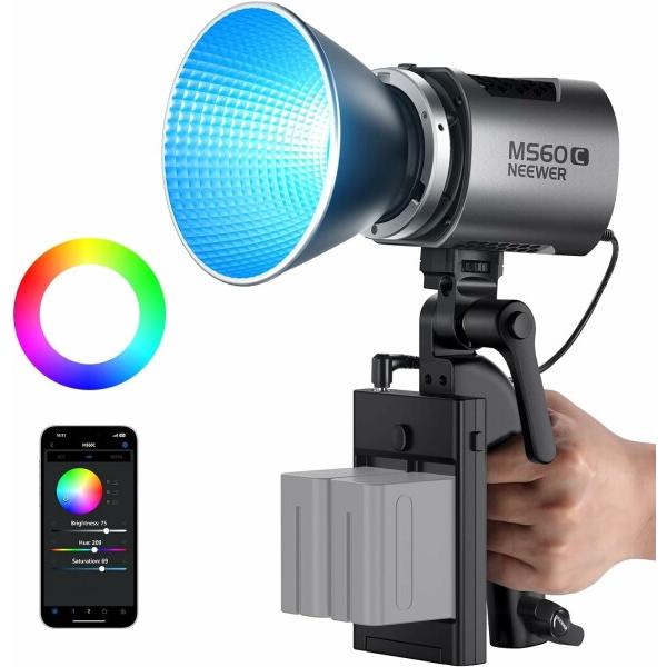 NEEWER MS60C RGBWW LEDビデオライト RGB COBライト 連続照明撮影ライト ...