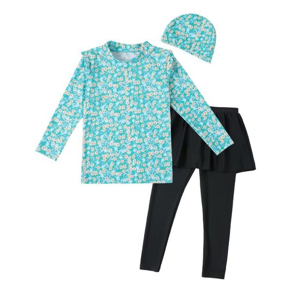 (AILITI) キッズ 水着 女の子 セパレート 長袖 ラッシュガード スカート付きレギンス スイ...